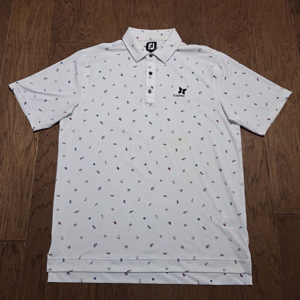 FootJoy Doodle Travel Print Lisle performance Polo Shirt L Large